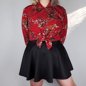 Vintage Leslie Fay Red Plaid Equestrian Button Up